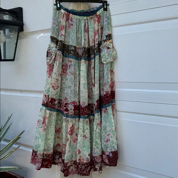 JOHNNY WAS Tiered Boho Maxi Skirt w/ Pockets - Picture 9 of 11